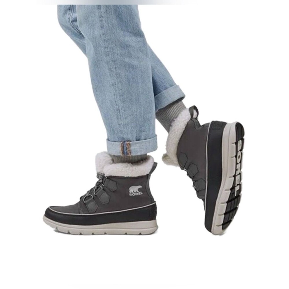 Sorel Women's Gray Explorer Carnival Waterproof Boots